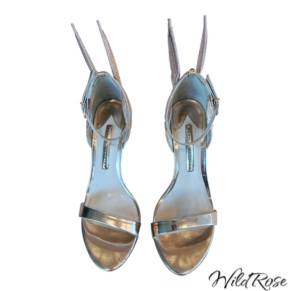SOPHIA WEBSTER CHIARA GOLD EMBROIDERED WINGED LEATHER SANDAL PUMPS SZ 38 - Picture 3 of 16